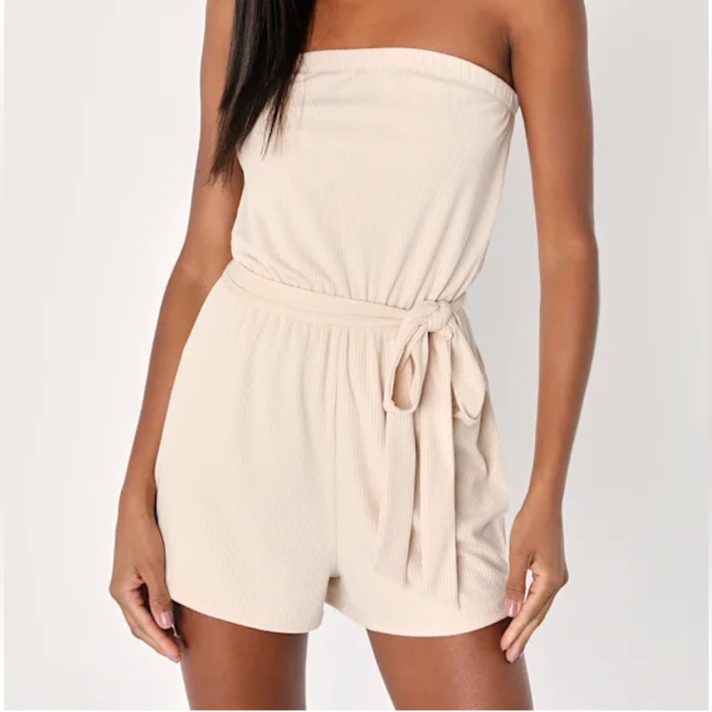 Lulus Women's Beige Strapless Romper